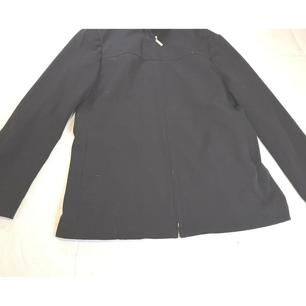 Dialogue Womens Black Zip Up Mock Neck‎ Jacket Blazer Size 6